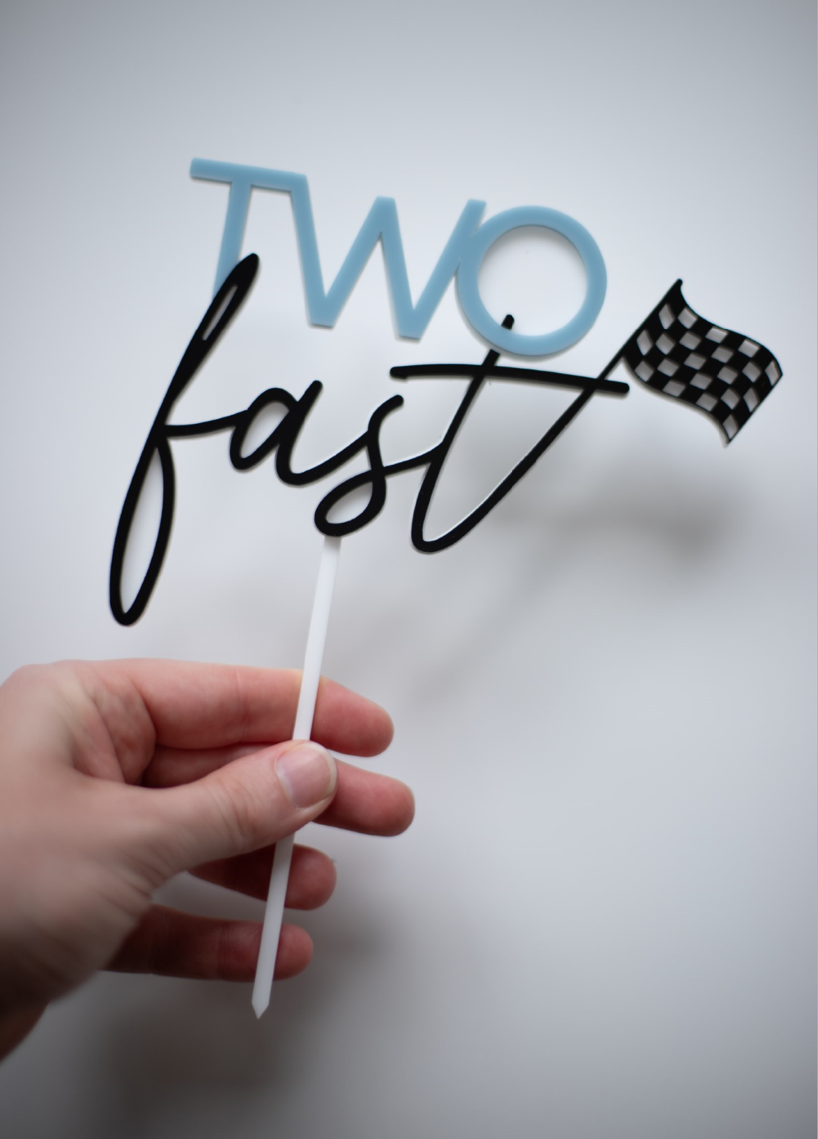 Two Fast with Racing Flags Cake Topper