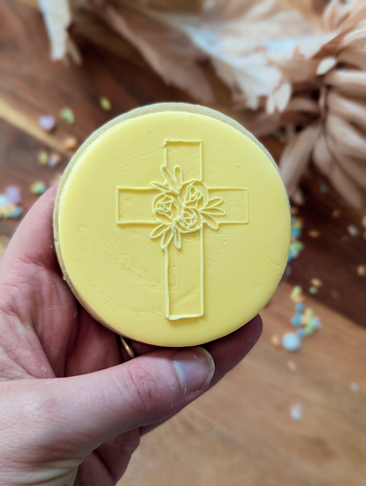 Floral Cross Fondant debosser