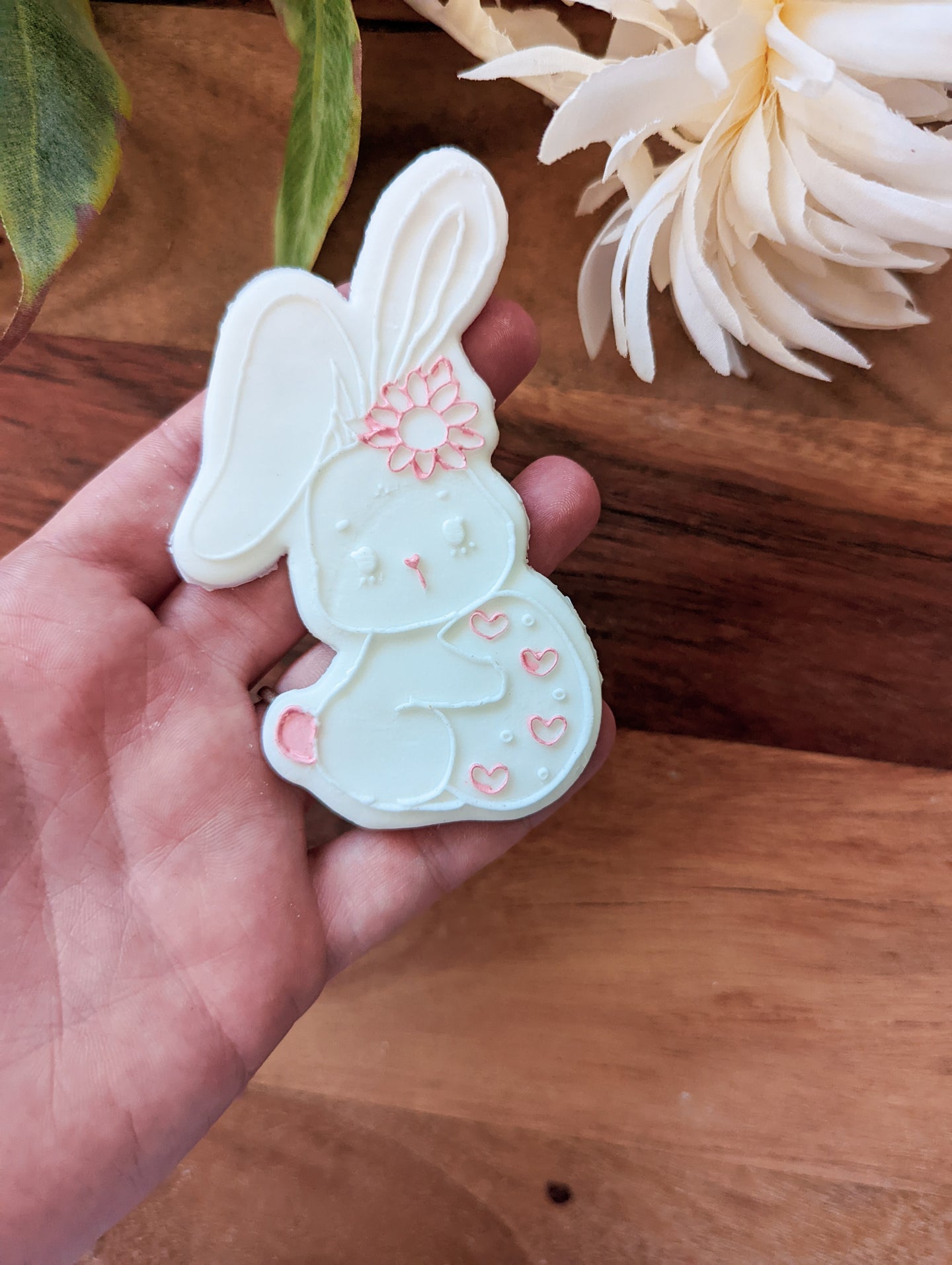 Bunny holding egg debosser and Cutter