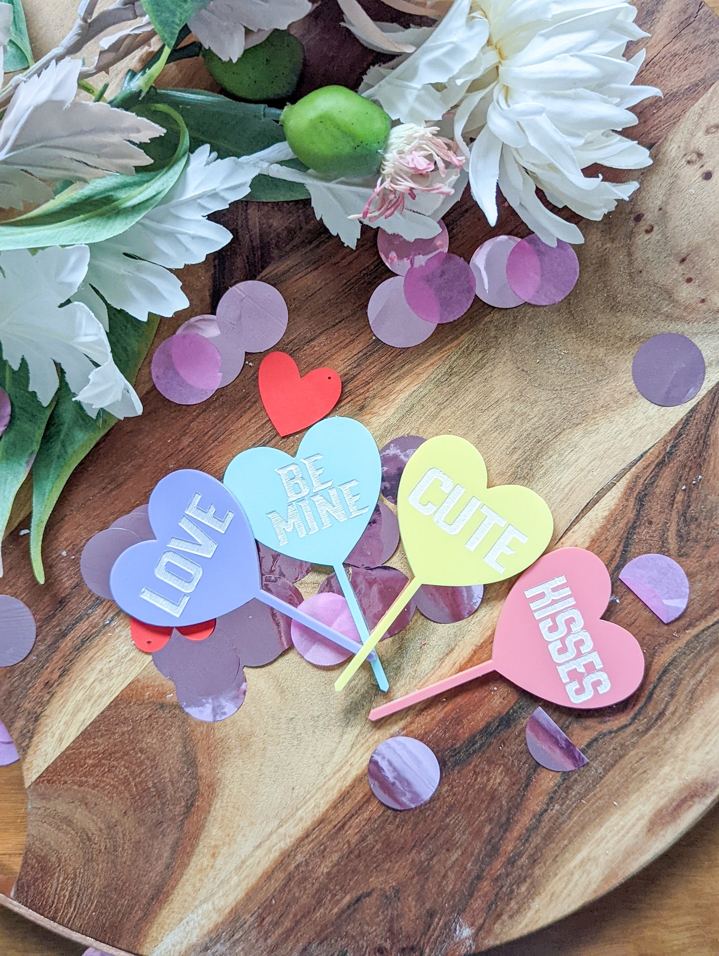 Candy Hearts Cupcake toppers