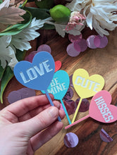 Load image into Gallery viewer, Candy Hearts Cupcake toppers
