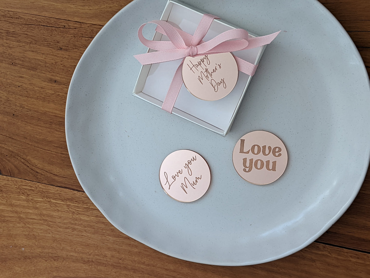 Love you Mum Mirror Cupcake Topper/ Gift box tag