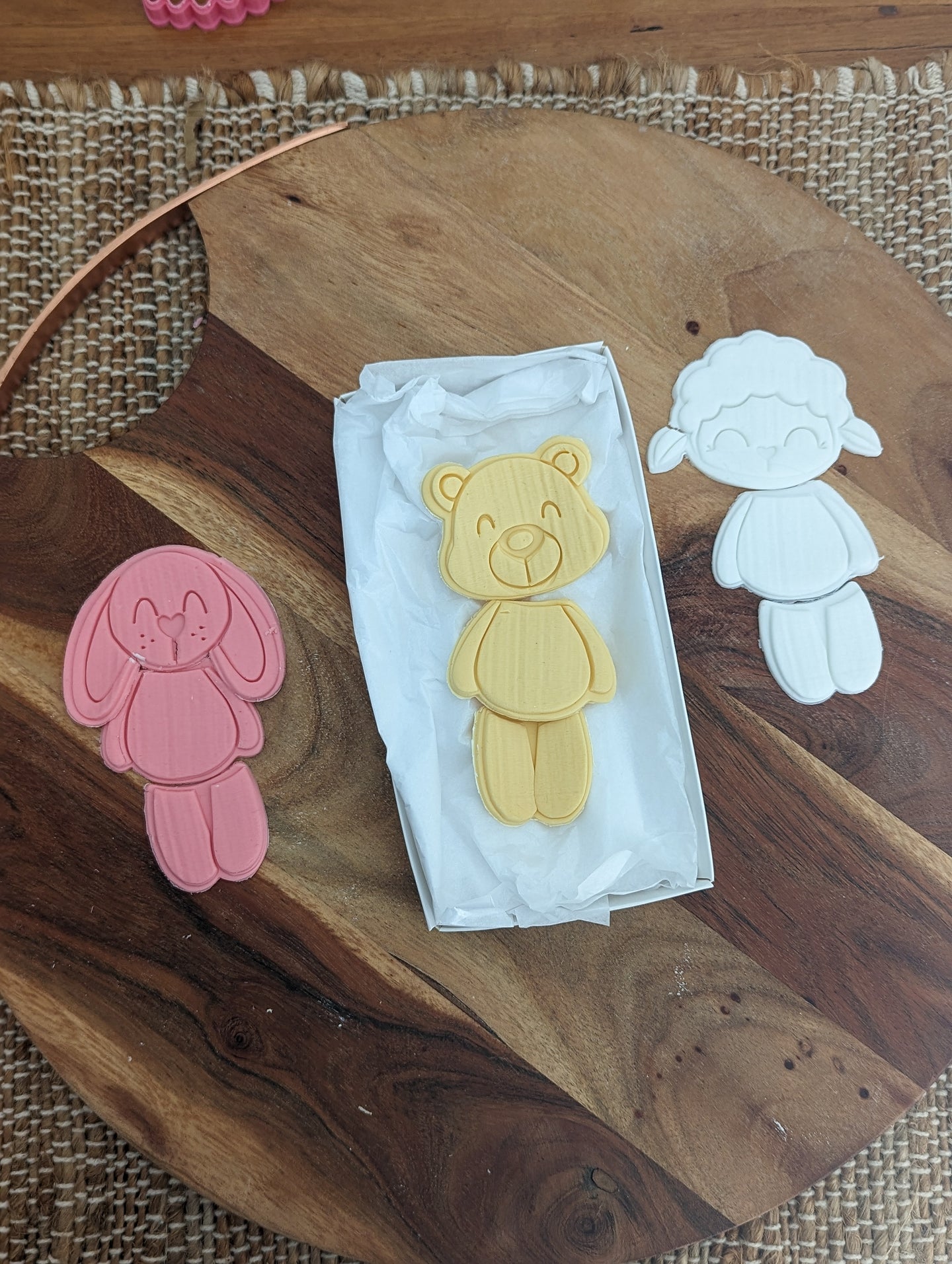 3 Part Bunny, Bear and Sheep Stamp and Cutter Set